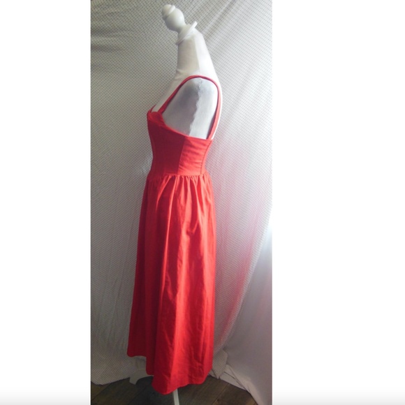 NEW ASTR The Label RED Sweetheart CORSET Linen A-LINE Midi DRESS XS - Picture 6 of 16